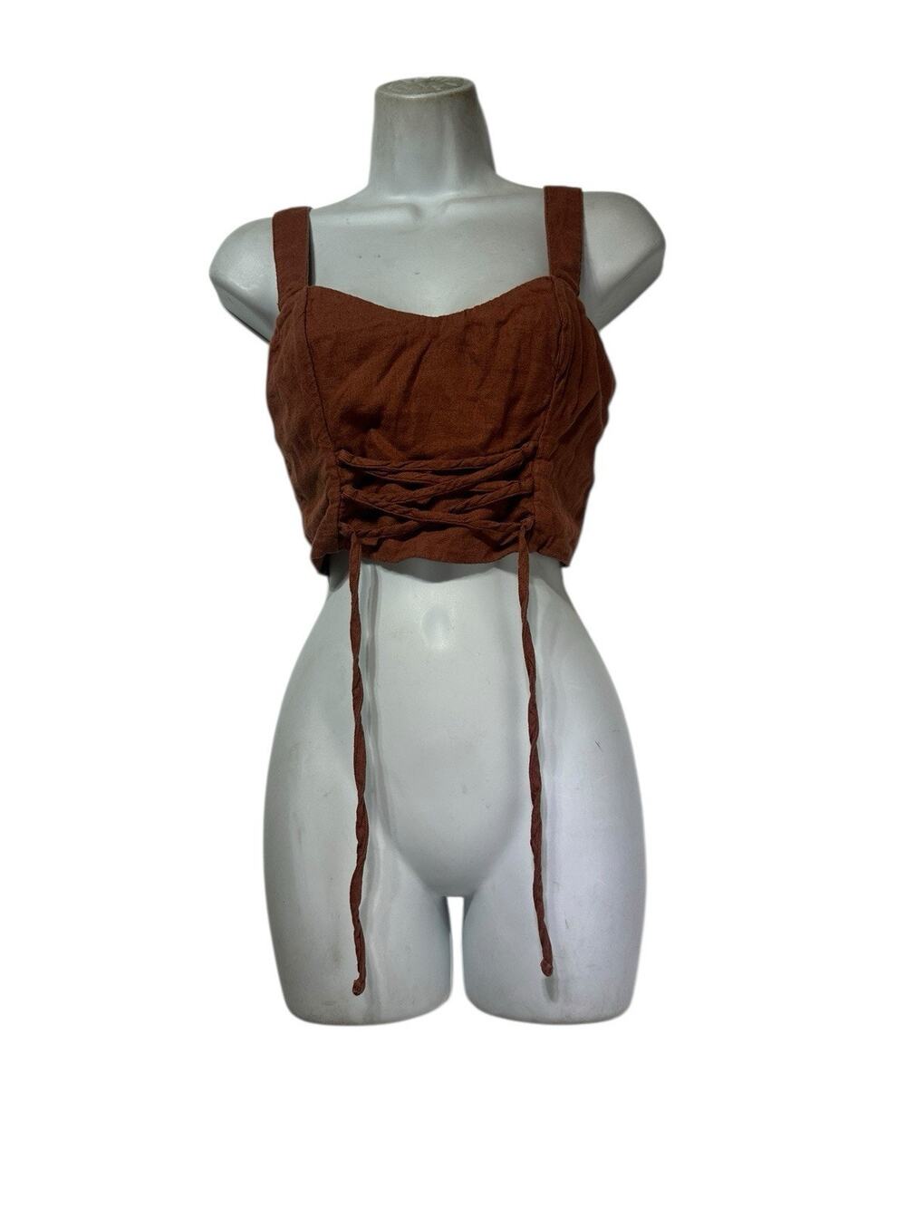 Abercrombie & Fitch Cinched Front Corset Crop Tank Top Brown S